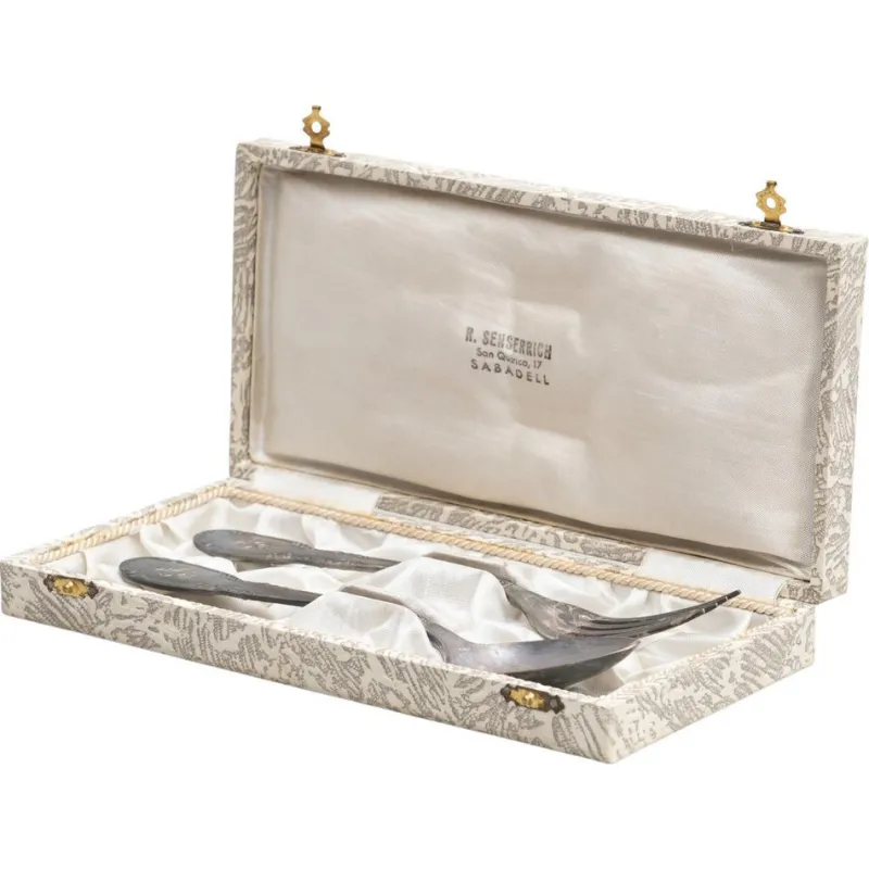 Sale Pamono Silver Fork and Spoon in Box, 1950s, Set of 3