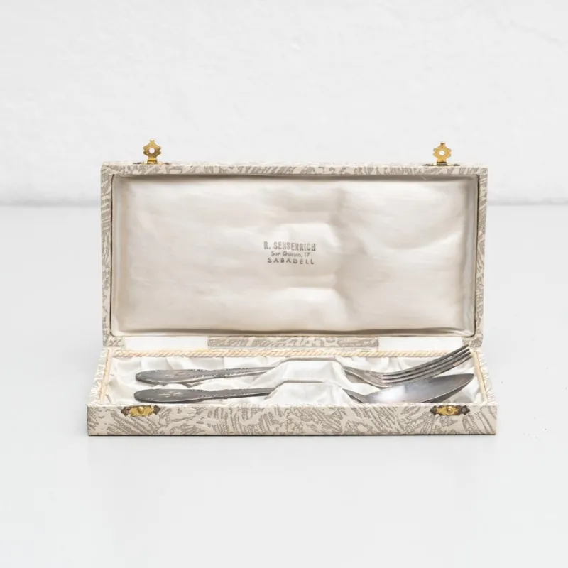 Sale Pamono Silver Fork and Spoon in Box, 1950s, Set of 3