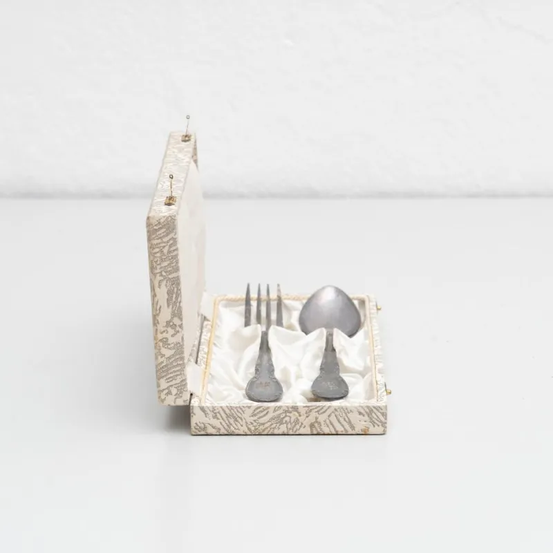 Sale Pamono Silver Fork and Spoon in Box, 1950s, Set of 3