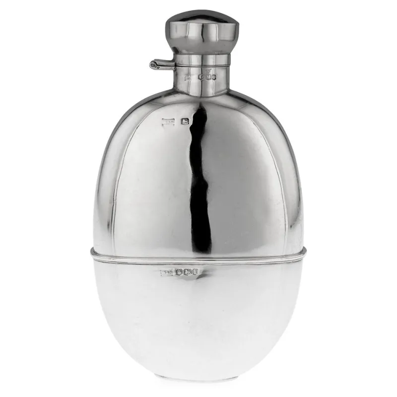 Best Pamono Silver Hip Flask, Sheffield, England, 1926