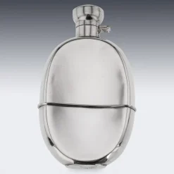Best Pamono Silver Hip Flask, Sheffield, England, 1926