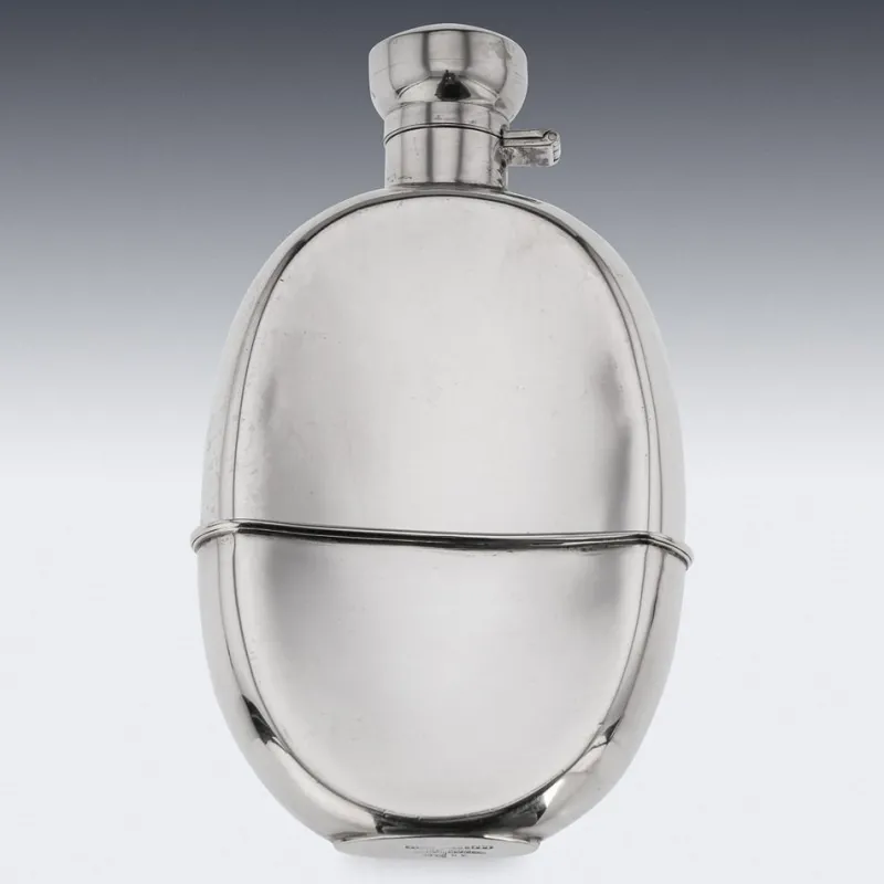 Best Pamono Silver Hip Flask, Sheffield, England, 1926