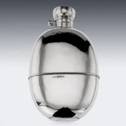 Best Pamono Silver Hip Flask, Sheffield, England, 1926
