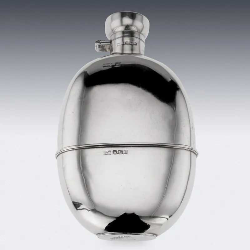 Best Pamono Silver Hip Flask, Sheffield, England, 1926