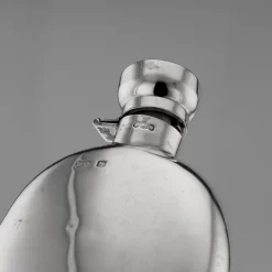 Best Pamono Silver Hip Flask, Sheffield, England, 1926