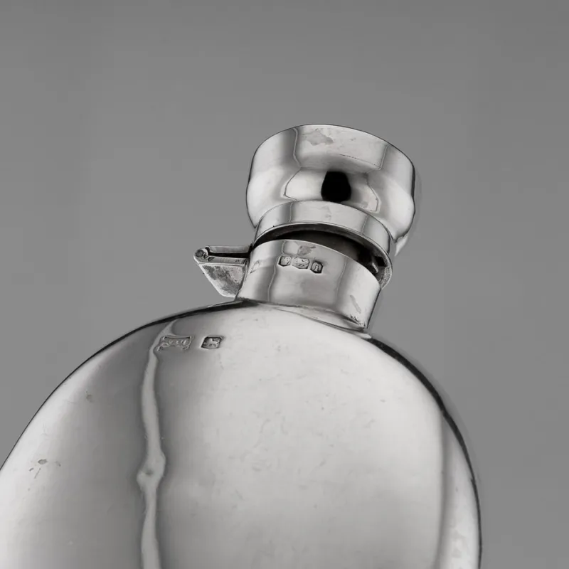 Best Pamono Silver Hip Flask, Sheffield, England, 1926