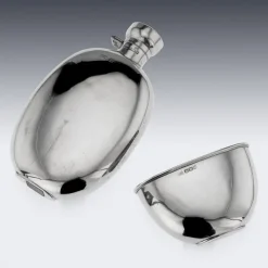 Best Pamono Silver Hip Flask, Sheffield, England, 1926