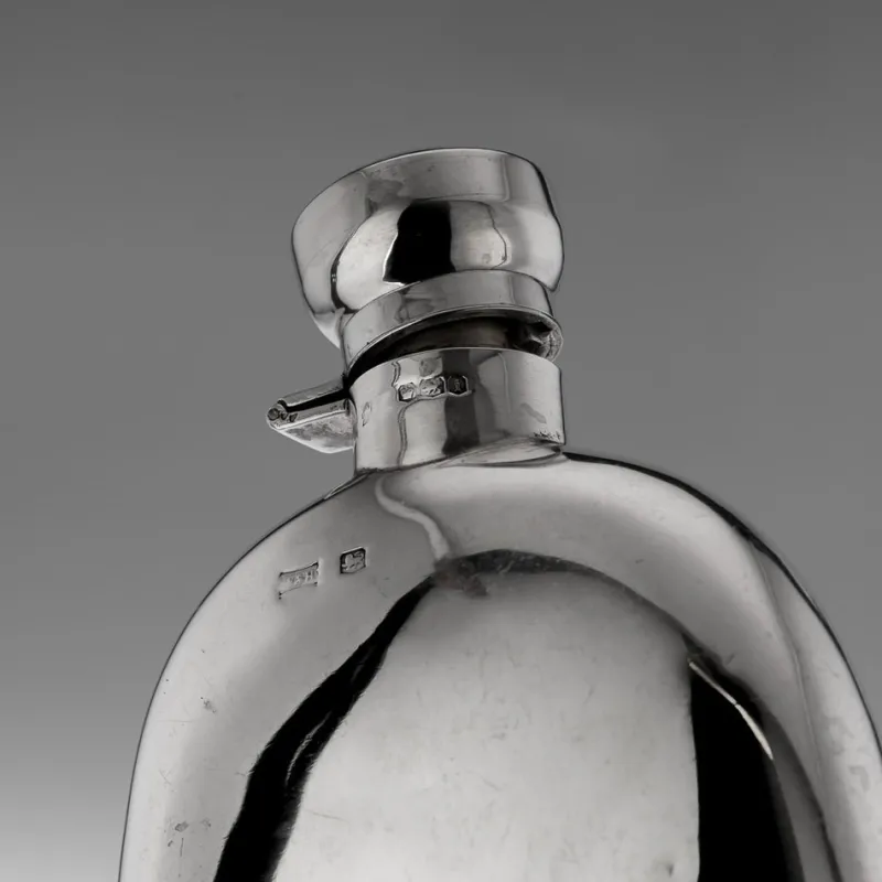 Best Pamono Silver Hip Flask, Sheffield, England, 1926
