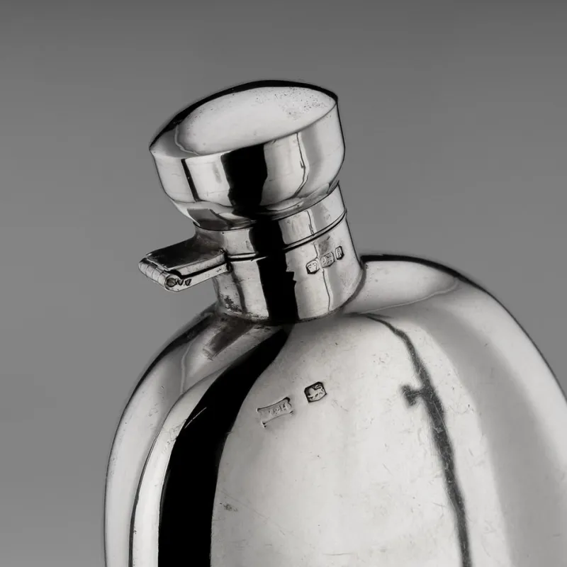 Best Pamono Silver Hip Flask, Sheffield, England, 1926