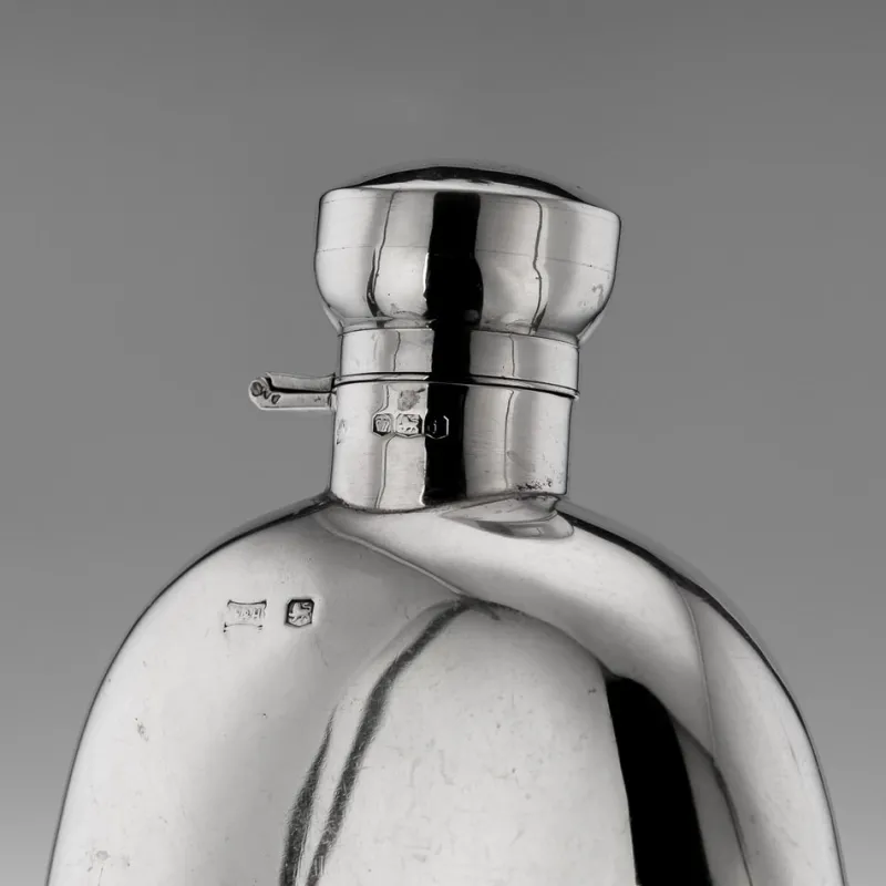 Best Pamono Silver Hip Flask, Sheffield, England, 1926