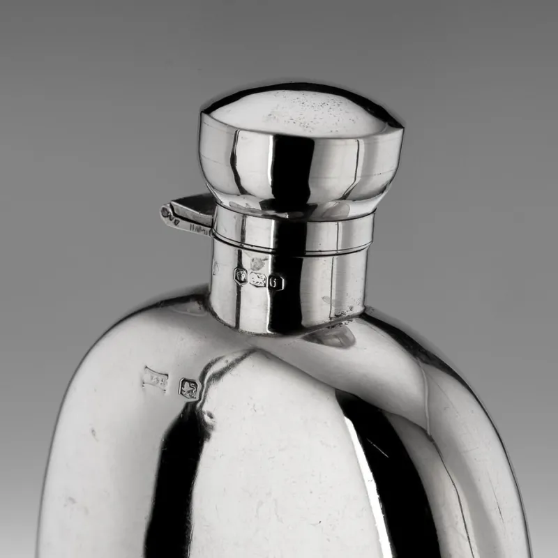 Best Pamono Silver Hip Flask, Sheffield, England, 1926
