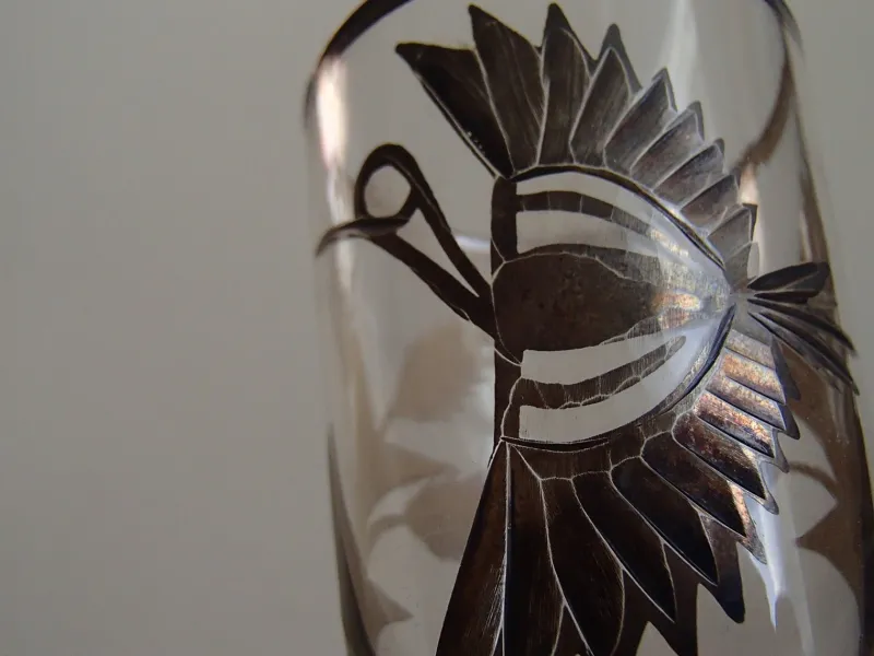 Hot Pamono Silver Inlaid Engraved Shot Glasses, 1930s, Set of 6