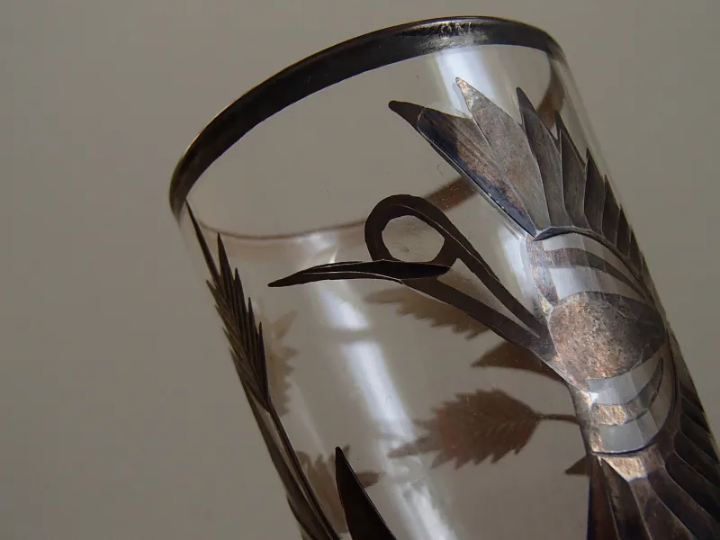 Hot Pamono Silver Inlaid Engraved Shot Glasses, 1930s, Set of 6