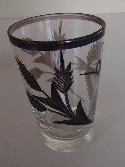 Hot Pamono Silver Inlaid Engraved Shot Glasses, 1930s, Set of 6