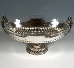 Pamono Silver Jardiniere with Swan Busts and Glass Inlay from Pietrasanta & C., Italy, 1950> Dinnerware Accessories