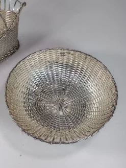 Pamono Silver Metal Bottle Holder and Bowl from Christofle, France, 1950s, Set of 2><noscript><img width=