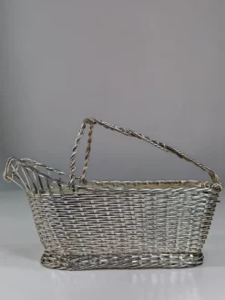 Pamono Silver Metal Bottle Holder and Bowl from Christofle, France, 1950s, Set of 2><noscript><img width=