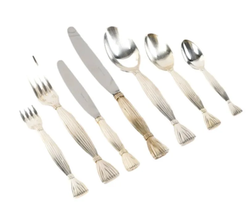 Pamono Silver Metal Moisson Cutlery Set from Hermès Paris, 1950s, Set of 48> Cutlery & Serving Utensils