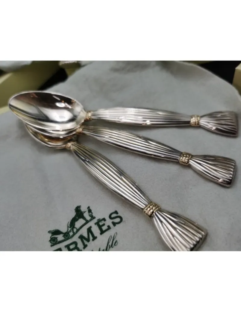 Pamono Silver Metal Moisson Cutlery Set from Hermès Paris, 1950s, Set of 48> Cutlery & Serving Utensils