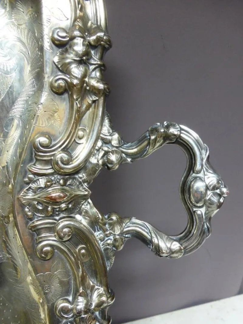 Pamono Silver Metal Serving Tray> Trays