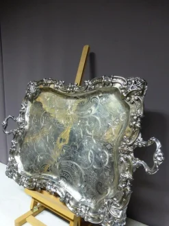 Pamono Silver Metal Serving Tray><noscript><img width=