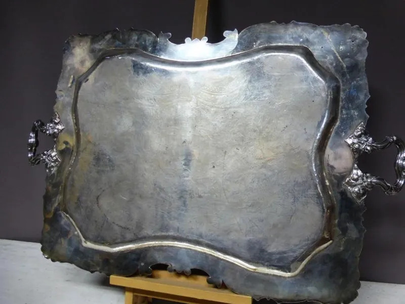 Pamono Silver Metal Serving Tray> Trays
