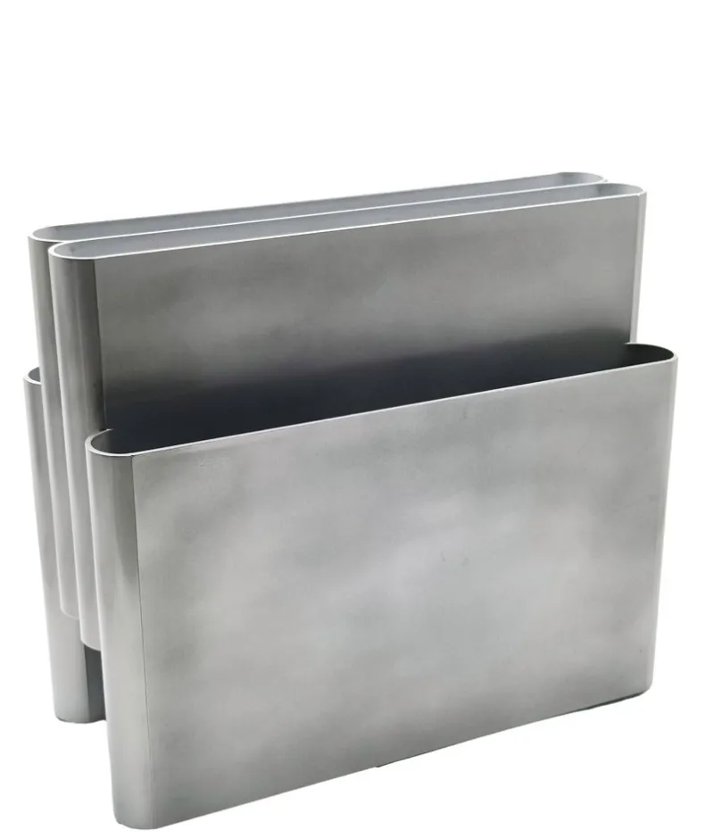 Pamono Silver Model 4676 Magazine Holder by Giotto Stoppino for Kartell, Italy, 1970s> Magazine Racks
