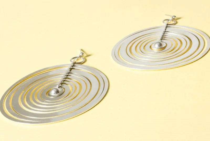 Pamono Silver Moon Earrings by Tapio Wirkkala from Nesto, 1972, Set of 2> Earrings