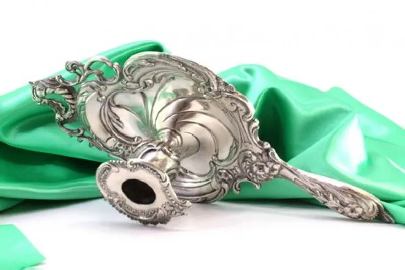 Pamono Silver Paddle with Reliefs, Applications and Cutouts & Handle Resting on a Circular Base> Candleholders