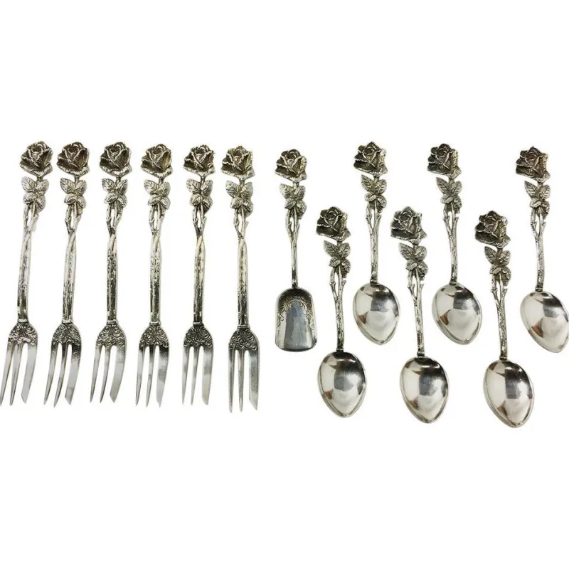 Online Pamono Silver Pastry Forks, Teaspoons and Sugar Scoop by Christoph Widmann, Germany, Set of 13