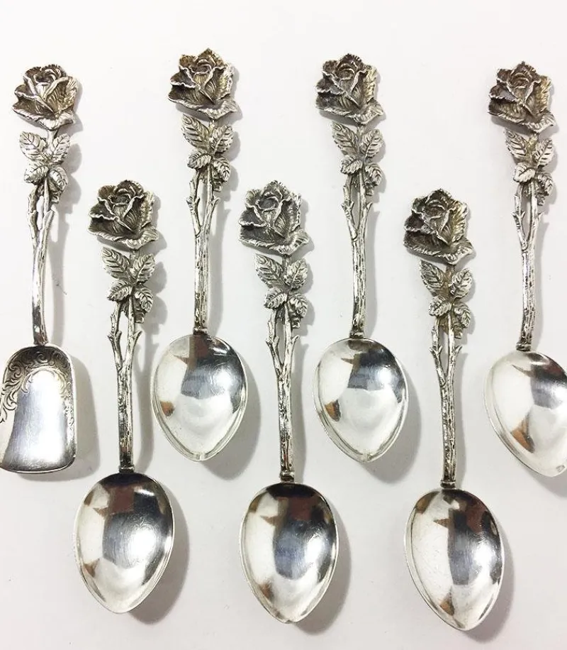 Online Pamono Silver Pastry Forks, Teaspoons and Sugar Scoop by Christoph Widmann, Germany, Set of 13