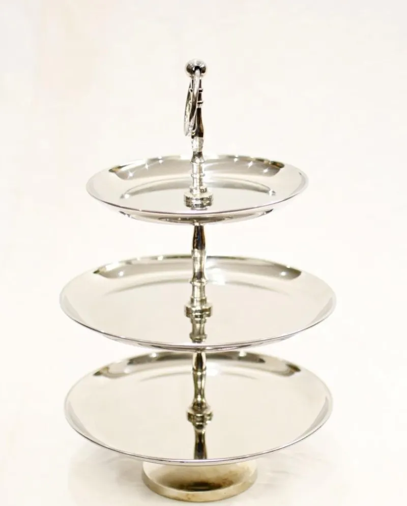 Pamono Silver Plate Cake Stand 3 Tiered Afternoon Tea> Cutlery & Serving Utensils