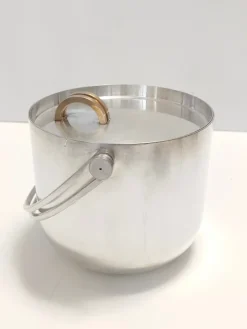 Pamono Silver Plated Ice Bucket attributed to Ambrogio Pozzi for Padova Argenti, 1970s