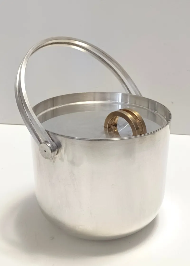 Pamono Silver Plated Ice Bucket attributed to Ambrogio Pozzi for Padova Argenti, 1970s