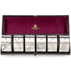 Clearance Pamono Silver Plated Napkin Holders, Sheffield, England, 1880, Set of 6