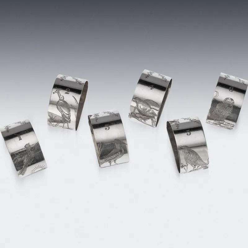 Clearance Pamono Silver Plated Napkin Holders, Sheffield, England, 1880, Set of 6