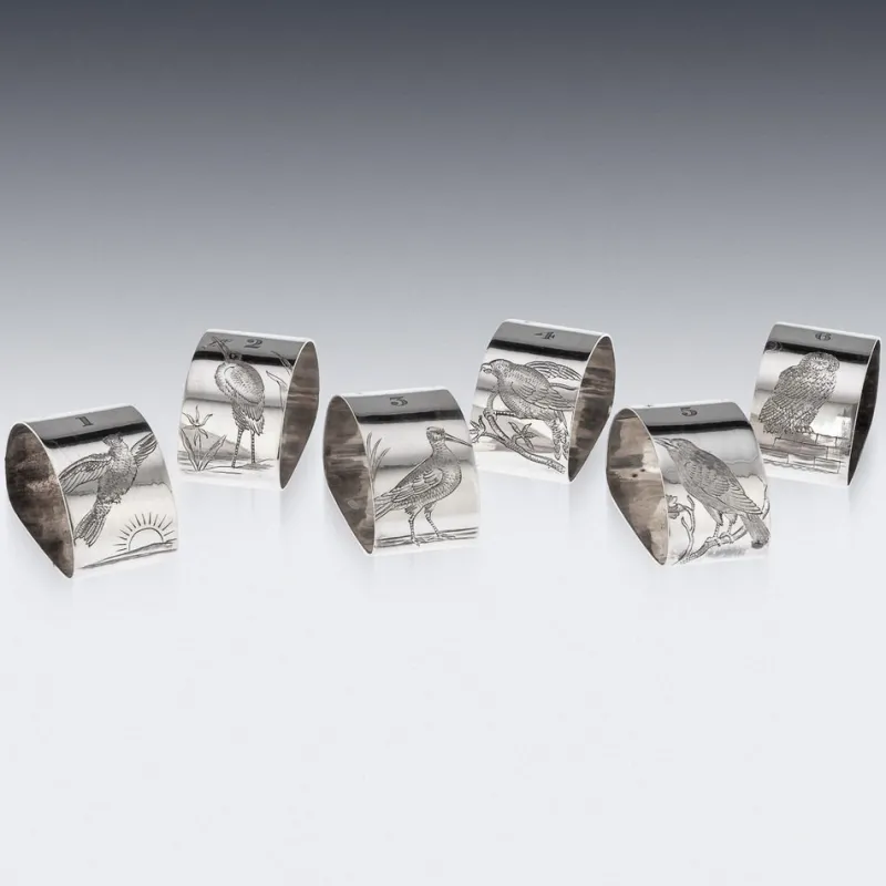 Clearance Pamono Silver Plated Napkin Holders, Sheffield, England, 1880, Set of 6