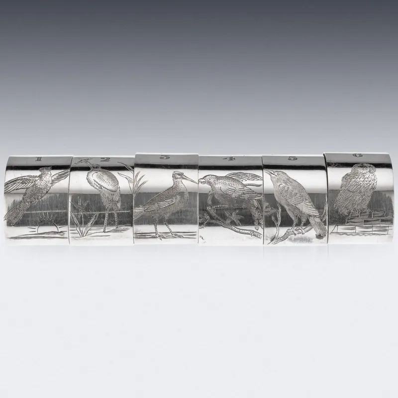 Clearance Pamono Silver Plated Napkin Holders, Sheffield, England, 1880, Set of 6