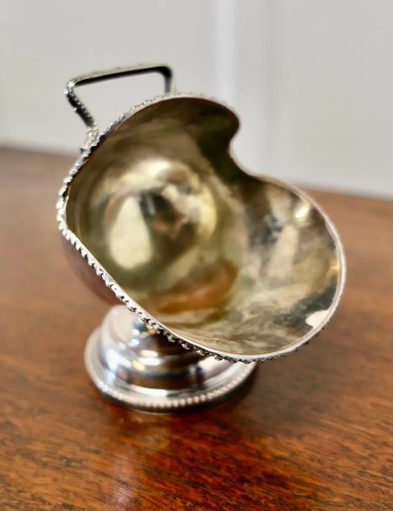 Pamono Silver Plated Novelty Sugar Scuttle with Original Scoop, 1920s, Set of 2> Serving Dishes