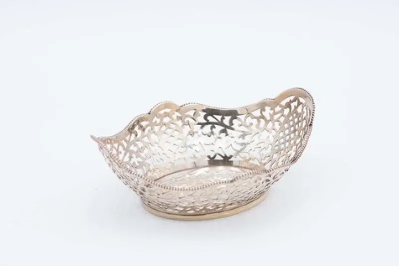 New Pamono Silver Ring Bowl with Grid Cutout