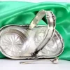 Best Pamono Silver Salt and Pepper Shaker with Cut Glass Containers, Set of 2