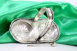 Best Pamono Silver Salt and Pepper Shaker with Cut Glass Containers, Set of 2