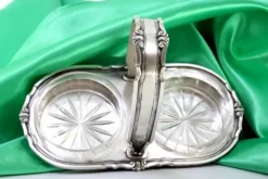 Best Pamono Silver Salt and Pepper Shaker with Cut Glass Containers, Set of 2