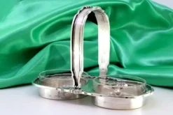 Best Pamono Silver Salt and Pepper Shaker with Cut Glass Containers, Set of 2