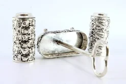 Pamono Silver Salt and Pepper Shakers with Embossed Floral Motifs> Salt & Pepper Shakers