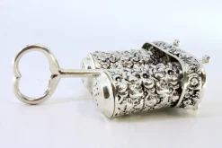 Pamono Silver Salt and Pepper Shakers with Embossed Floral Motifs><noscript><img width=