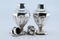 Pamono Silver Salt and Pepper Shaker with Reliefs, Set of 2><noscript><img width=