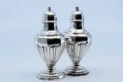Pamono Silver Salt and Pepper Shaker with Reliefs, Set of 2><noscript><img width=