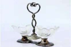 Pamono Silver Salt and Pepper Shakers with Shell-Shaped Glass Containers, Set of 2><noscript><img width=
