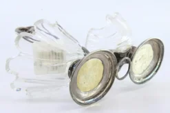 Pamono Silver Salt and Pepper Shakers with Shell-Shaped Glass Containers, Set of 2><noscript><img width=